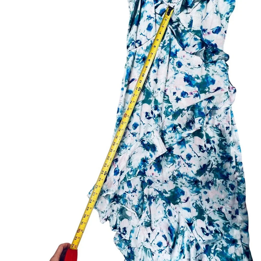 Japna Floral Ruffle Midi Dress HiLo Tiered Adjustable Straps Blue Green Pink XL - Picture 16 of 16